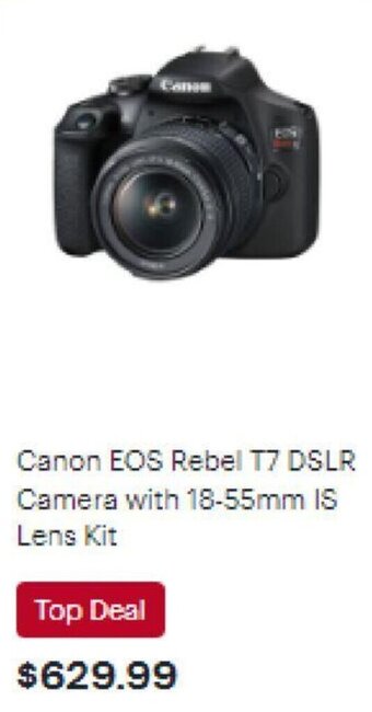 Best Buy Canon EOS Rebel T7 DSLR Camera with 18-55mm IS Lens Kit offer