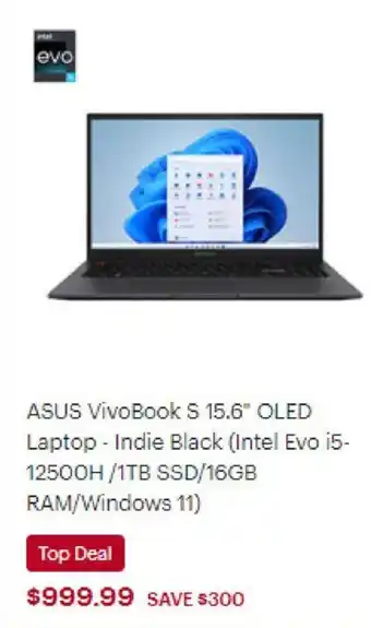 Best Buy ASUS VivoBook S 15.6" OLED Laptop - Indie Black offer