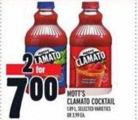 Metro MOTT'S CLAMATO COCKTAIL offer