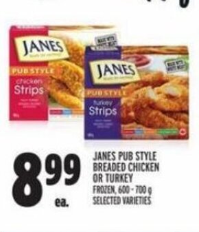 Metro JANES PUB STYLE BREADED CHICKEN OR TURKEY offer