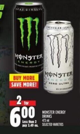 Metro MONSTER ENERGY DRINKS offer