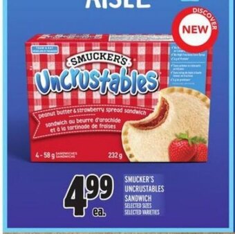 Metro SMUCKER'S UNCRUSTABLES SANDWICH offer
