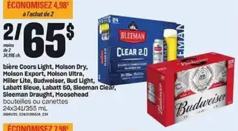 Provigo Sleeman Clear, Budweiser, Bud light offer