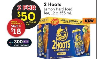 Sobeys 2 Hoots Lemon Hard Iced Tea, 12 x 355 mL offer