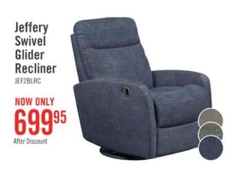 The Brick Jeffery velvet swivel glider recliner - indigo offer