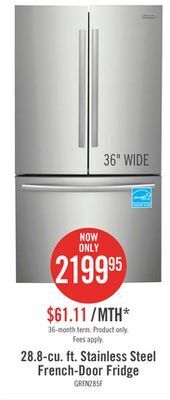 The Brick Frigidaire gallery 28.8 cu. ft. french-door refrigerator - grfn2853af offer