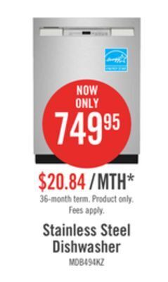 The Brick Maytag front-control dishwasher with dual power filtration - mdb4949skz offer
