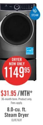 The Brick Electrolux 8 cu. ft. electric dryer - elfe763cat offer