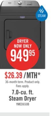 The Brick Maytag 7 cu. ft. pet pro electric dryer - ymed6500mbk offer
