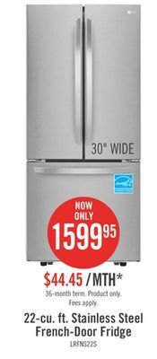 The Brick Lg 21.8 cu. ft. 3-door french door refrigerator - lrfns2200s offer