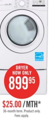The Brick Lg 7.4 cu. ft. ultra large capacity electric dryer - dle3400w offer