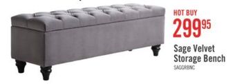 The Brick Sage velvet bench with storage offer