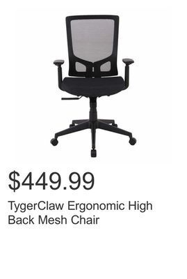 Costco Tygerclaw ergonomic high back mesh chair offer