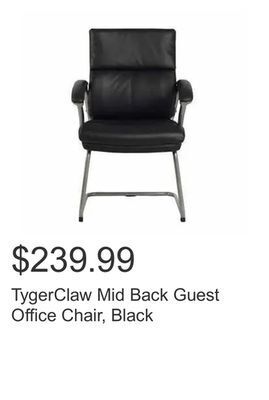 Costco Tygerclaw mid back guest office chair, black offer