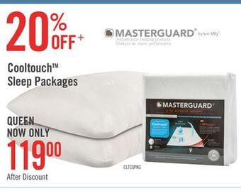 The Brick Masterguard® cooltouch™ queen mattress protector with 2 queen pillows offer