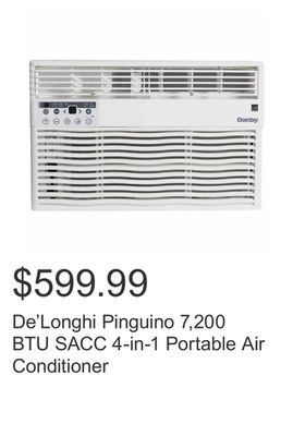 Costco De'longhi pinguino 7,200 btu sacc 4-in-1 portable air conditioner offer