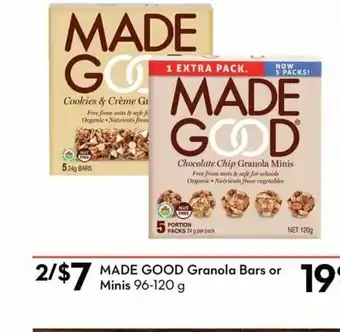 Safeway Made good granola bars or minis offer