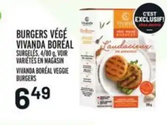 Metro Burgers Végé Vivanda Boréal offer