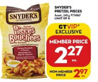 Giant Tiger Snyder's Pretzel Pieces offer