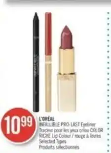 Shoppers Drug Mart L'OREAL INFALLIBLE PRO-LAST Eyeliner or/ou COLOR RICHE Lip Colour offer
