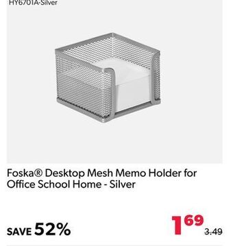 Shopper+ Foska desktop mesh memo holder for office school home - silver offer