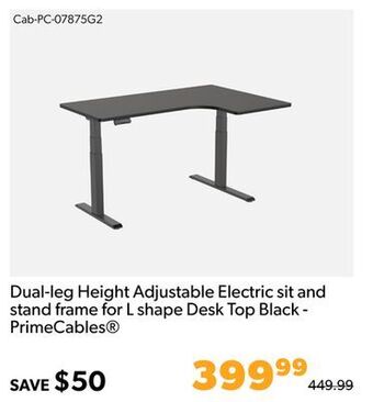 Shopper+ Dual-leg height adjustable electric sit and stand frame for l shape desk top black - primecables offer