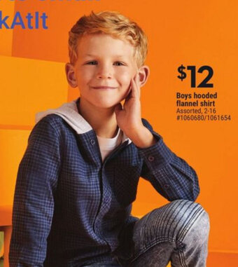Giant Tiger Boys Hooded Flannel Shirt offer