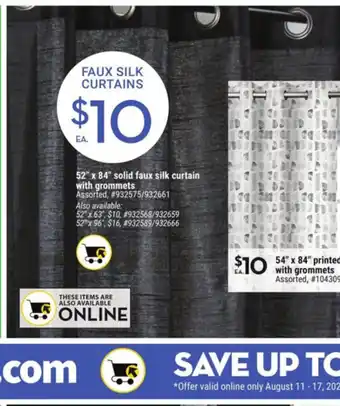Giant Tiger Solid Faux Silk Curtain With Grommets offer