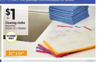 Giant Tiger Cleaning Cloths offer