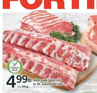 Fortinos Fresh Pork Back Ribs offer