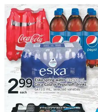 Fortinos Eska Spring Water , Coca-Cola or Pepsi Soft Drinks offer