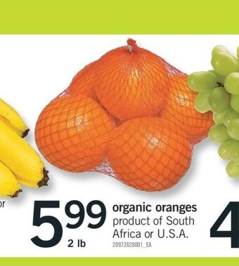 Fortinos Organic Oranges offer