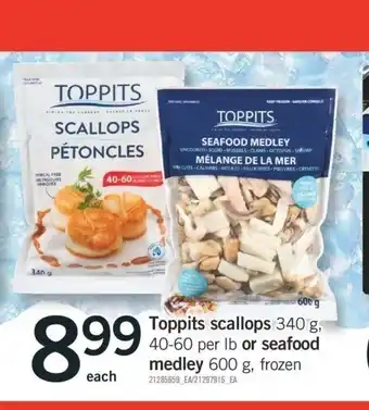 Fortinos Toppits Scallops offer
