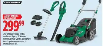 Canadian Tire Ens. tondeuse/coupe-herbe/ souffleuse, 17 po./17 Mower/ Trimmer/Blower Combo. 399-8640-0. offer