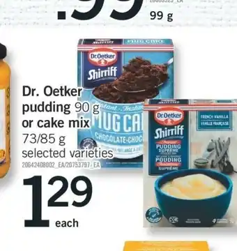 Fortinos Dr. Oetker Pudding offer