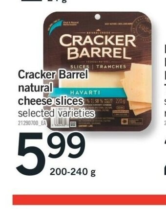 Fortinos Cracker Barrel Natural Cheese Slices offer