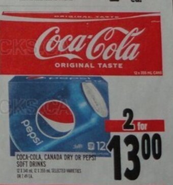 Metro COCA-COLA, CANADA DRY OR PERS SOFT DRINKS offer