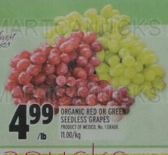 Metro ORGANIC RED OR GREEN SEEDLESS GRAPES offer