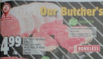 Metro LIFE SMART NATURALIA BONELESS PORK LOIN CHOPS VALUE PACK OR ROAST offer