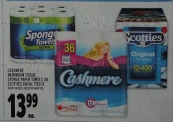 Metro CASHMERE BATHROOM TISSUE. SPONGE PAPER TOWELS OR SCOTTIES FACIAL TISSUE offer