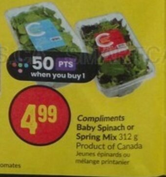 FreshCo Compliments Baby Spinach or Spring Mix offer