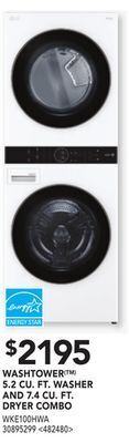 Lowe's Lg washtower 5.2 cu. ft. washer and 7.4 cu. ft. dryer combo offer
