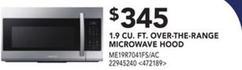 Lowe's Samsung 1.9 cu. ft. over-the-range microwave hood offer