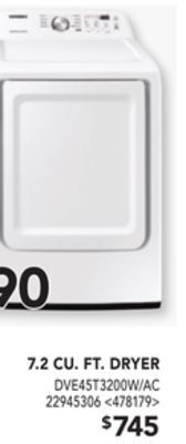 Lowe's Samsung 7.2 cu. ft. dryer offer
