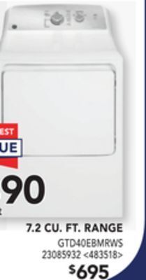 Lowe's Ge 7.2 cu. ft. dryer offer