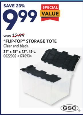 Lowe's Gsc flip-top storage tote 21 x 15 x 12 offer