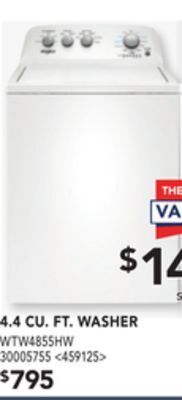 Lowe's Whirlpool 4.4 cu. ft. washer offer
