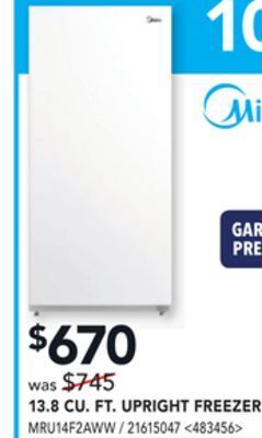 Lowe's Midea 13.8 cu. ft. upright freezer offer