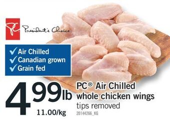 Fortinos Pc® air chilled whole chicken wings offer