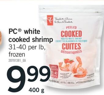 Fortinos Pc® white cooked shrimp, 400 g offer